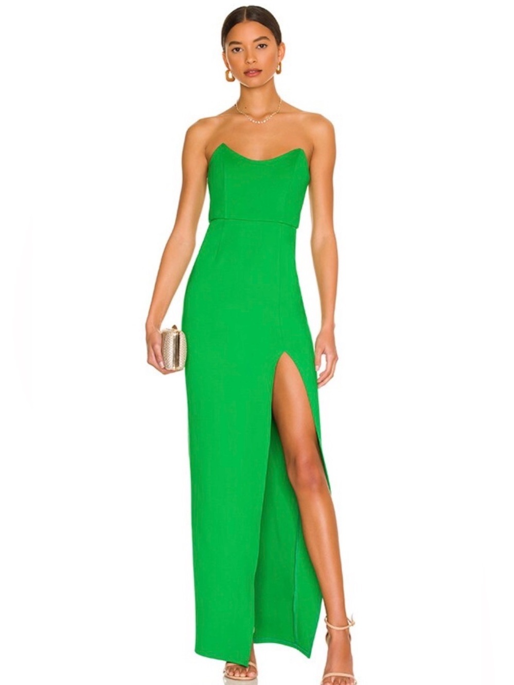 Superdown Sz L Ryleigh Kelly Green Strapless Formal Dress Zipper Closure NEW